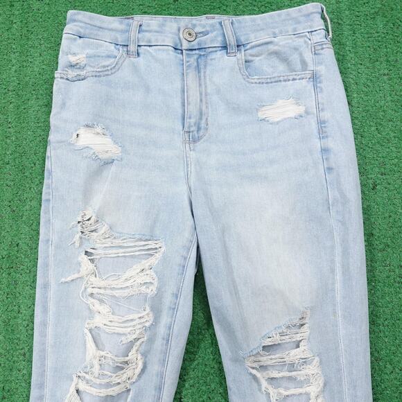 American Eagle Jeans Womens 8 Light Wash Curvy Hi Rise Jegging Ripped Stretch - Picture 2 of 11